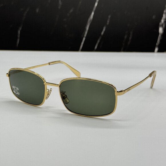 NEW CELINE CL40285U 30N SQUARE GOLD GREEN SUNGLASSES WOMEN CELINE - Picture 3 of 11
